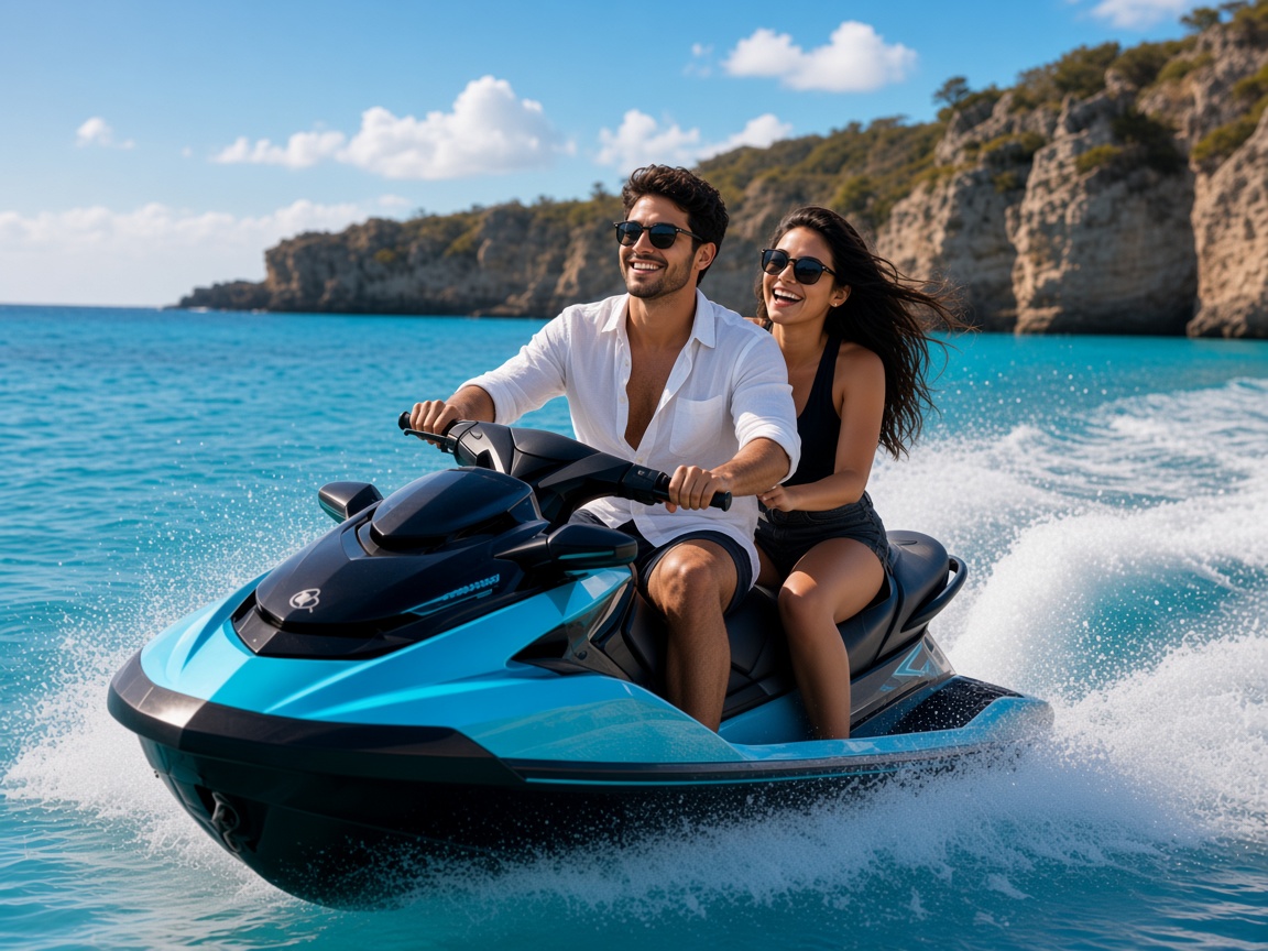 Guests sharing a jet ski ride